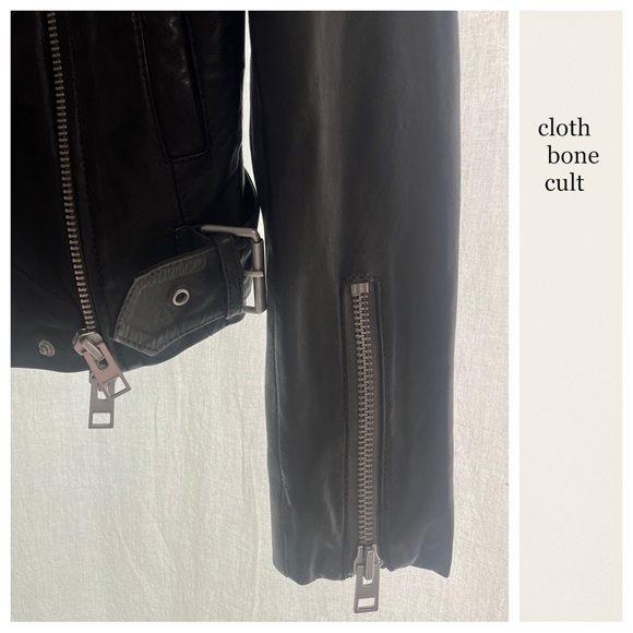 ALL SAINTS Dark Gray/Black Soft Leather Biker Jacket - Picture 8 of 14